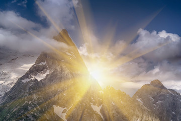 Wall Mural - Beautiful peaks of the North Caucasus near the ski resort Dombay