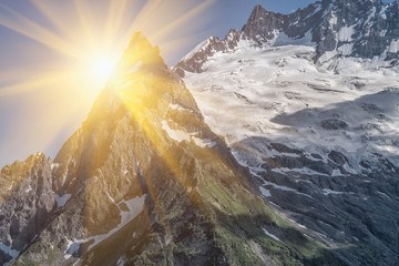 Wall Mural - Beautiful peaks of the North Caucasus near the ski resort Dombay