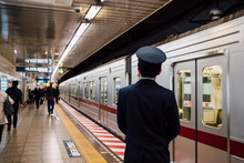 Japanese Officer At Train Station