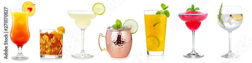 Fotografía cocktails collection isolated on white background