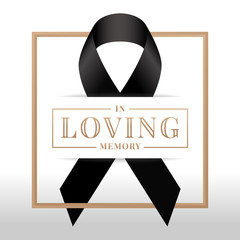 Wall Mural - In loving memory text and black ribbon sign in square frame vector design