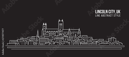 Cityscape Building Line art Vector Illustration design - Lincoln city ,UK Tableau sur Toile