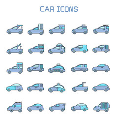 Wall Mural - car, truck, camper car icons set, blue theme