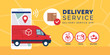 Fast delivery service app on smartphone