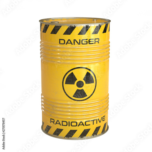 Fotomural Radioactive waste yellow barrels with radioactive symbol 3d rendering
