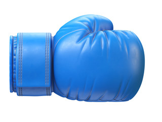 Blue boxing glove isolated on white background 3d rendering