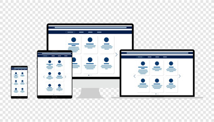 Wall Mural - web design. website template for monitor, laptop, tablet, phone. elements for mobile and web applica