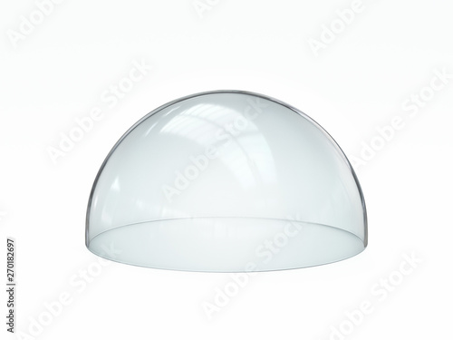 Fotomural Empty glass dome, transparent hemisphere cover 3d rendering