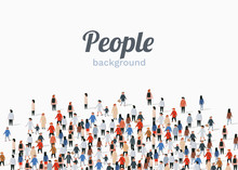 Large Group Of People On White Background. People Communication Concept.