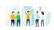 © petrborn - Social isolation of people vector illustration. Lonely person in glass bottle crying for help. Psychological disorder, depression metaphor. Barriers leading to communication problem, misunderstanding.