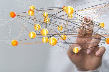 connection data cloud holding in hand network 3d