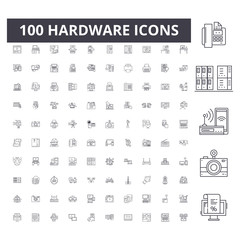 Hardware line icons, signs, vector set, outline concept illustration