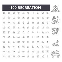 Recreation Line Icons, Signs, Vector Set, Outline Concept Illustration