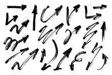Set Of Hand Drawn Grunge Arrows. Vector Illustration.
