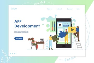 Canvas Print - app development vector website landing page design template