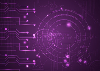 abstract background of formulas, code, mathematical signs and boards, design concept of digital tech