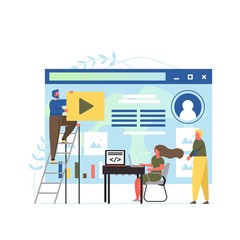 Front end development, vector flat style design illustration