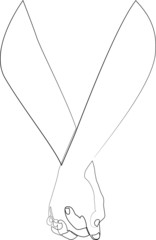 Continuous single line drawing of hands holding together