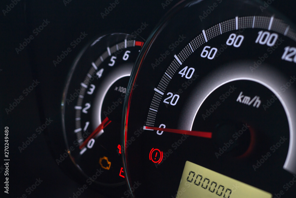 Screen display of car status warning light on dashboard panel symbols ...