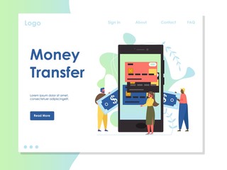 Money transfer vector website landing page design template