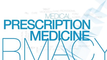 Poster - Prescription medicine animated word cloud. Kinetic typography.