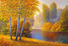 Oil Painting Landscape - Colorful Autumn Forest