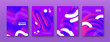 Abstract purple 3d fluid background design set