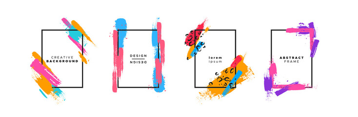 colorful brush paint background template set