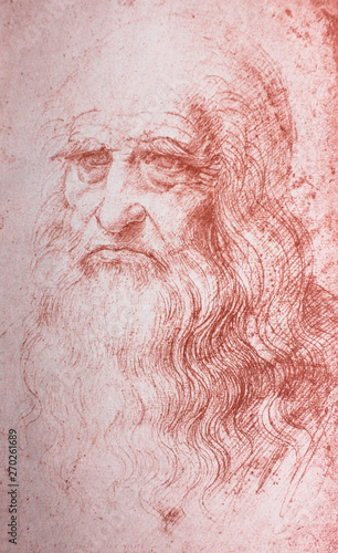 Naklejki Leonardo da Vinci  portret-leonarda-da-vinci-w-zabytkowej-ksiazce-leonardo-da-vinci-al-volynskiy-st