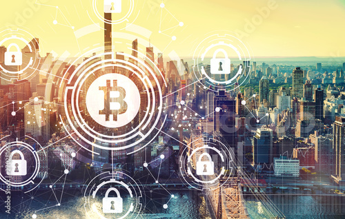 Bitcoin Security Theme With The New York City Skyline Near Midtown | Buy bitcoin in new york city Bitcoin Security Theme With The New York City Skyline Near Midtown -
