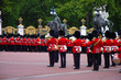 Royal palace guard's band at queens birthday celebration rehearsal 2019. Buckingham palace, London, UK.