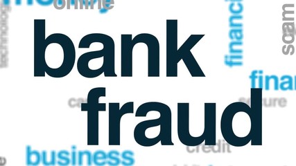 Canvas Print - Bank fraud animated word cloud. Kinetic typography.