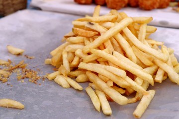 Canvas Print - French fries at street food