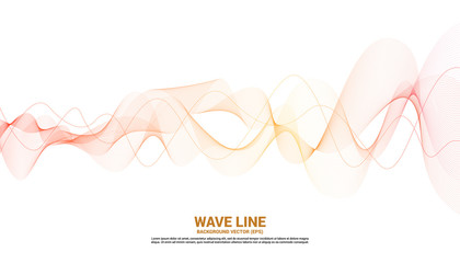 orange sound wave line curve on white background. element for theme technology futuristic vector