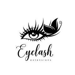 Wall Mural - Eyelash extension logo. Makeup with black butterfly. Vector illustration in a modern style