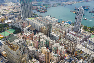 Wall Mural -  Top view of Hong Kong residential district