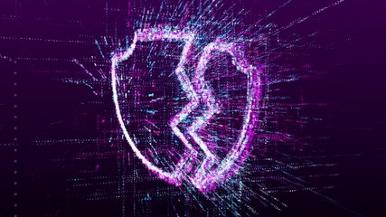 Wall Mural - animation of the sign of hacking defense, attack. consists of a stream of numbers and symbols in dig