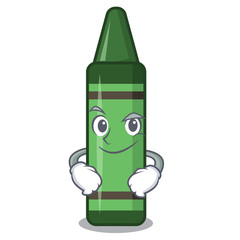 Wall Mural - Smirking green crayon isolated in the cartoon