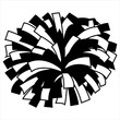 Black and White Cheerleader Pom Pom Vector Graphic Illustration