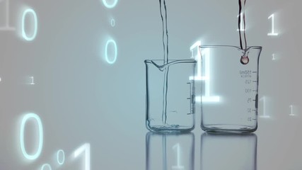 Canvas Print - Digital composite of two beakers and the binary system