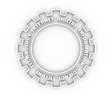 © JEGAS RA - Technology relative words on the gear. Concept in industrial design. 3D rendering
