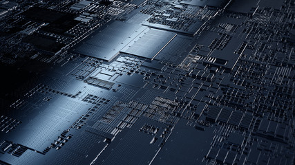 Poster - Printed circuit board futuristic server/Abstract image print circuit board, futuristic server code processing
