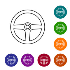 Grey Steering wheel line icon isolated on white background. Car wheel icon. Vector Illustration