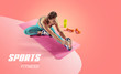 Sport and fitness backgrounds. Stretching. Isolated.