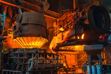 Fototapeta Krajobraz - work process in metallurgical engineering at manufactory of steel plant  