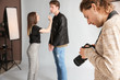 © Pixel-Shot - Photographer, makeup artist and model in modern studio