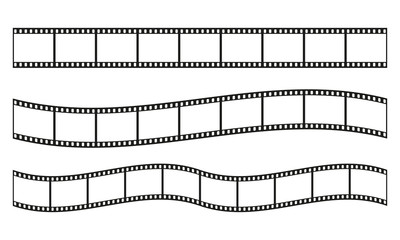film strip frame or border set. photo, cinema or movie negative. vector illustration.