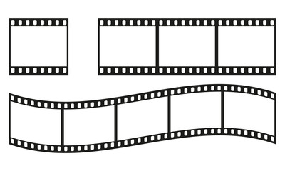 film strip frame or border set. photo, cinema or movie negative. vector illustration.