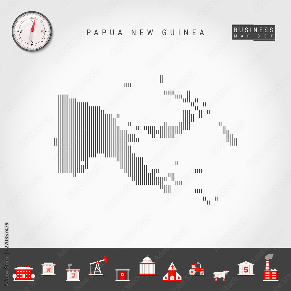 Vector Vertical Lines Pattern Map of Papua New Guinea. Striped Simple ...