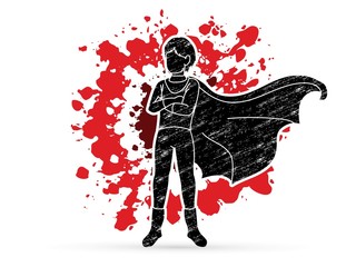 Wall Mural - Super Hero Man standing with costume cartoon graphic vector.